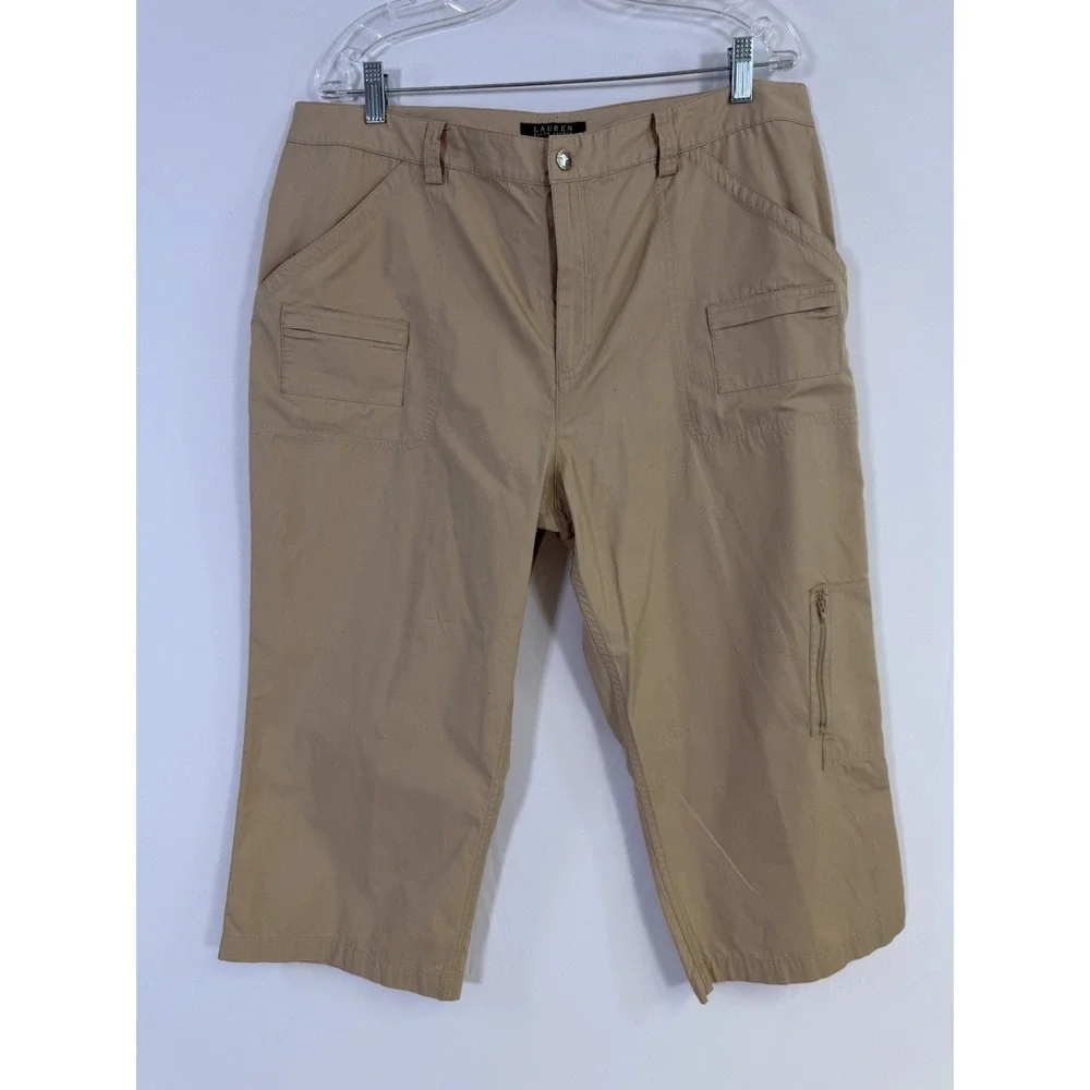Lauren Ralph Lauren Utility Cargo Capri Pants Womens Size‎ 16 NWOT Tan